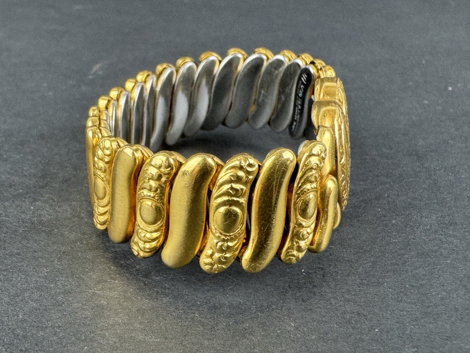 Vintage Sweetheart Bracelet Gold Heart 1/20 12KGF Stretch Band Child Size EUC