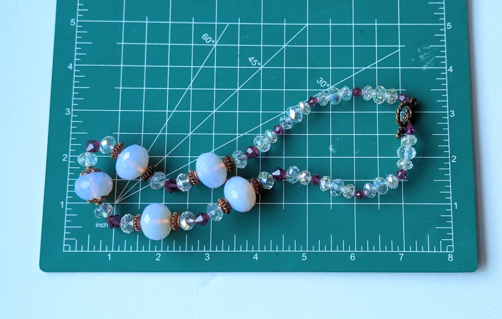 Stunning Artisan AURORA BOREALIS Glowing Milky PINK Bead 18″ NECKLACE