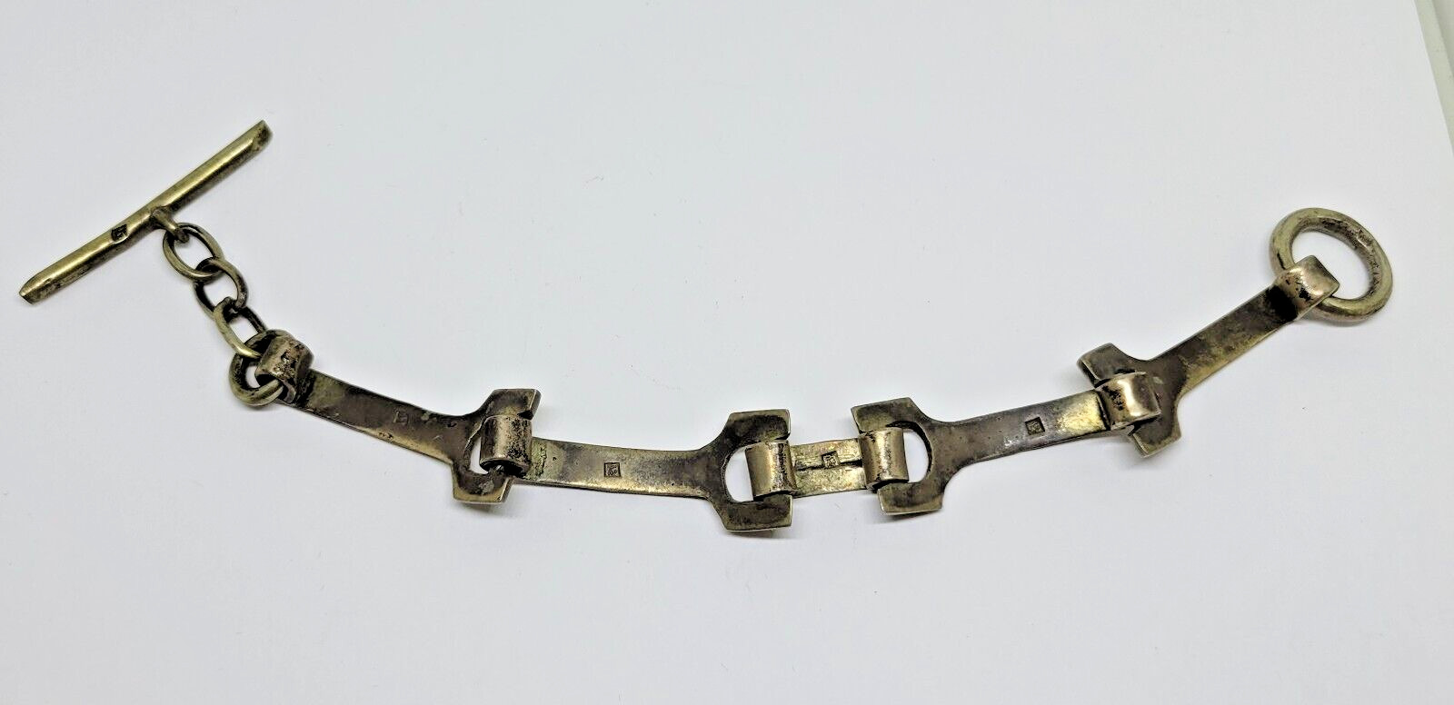 Vintage Hallmarked Horse Bit Equestrian Western Toggle Bracelet ~ 7.5″