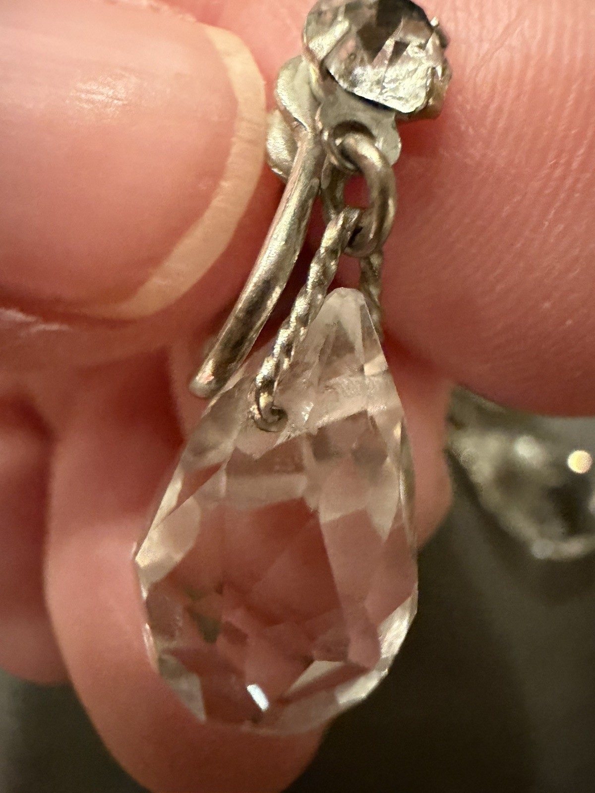 Vintage Faceted Crystal Teardrop Screw Back Earrings | Drop Earrings
