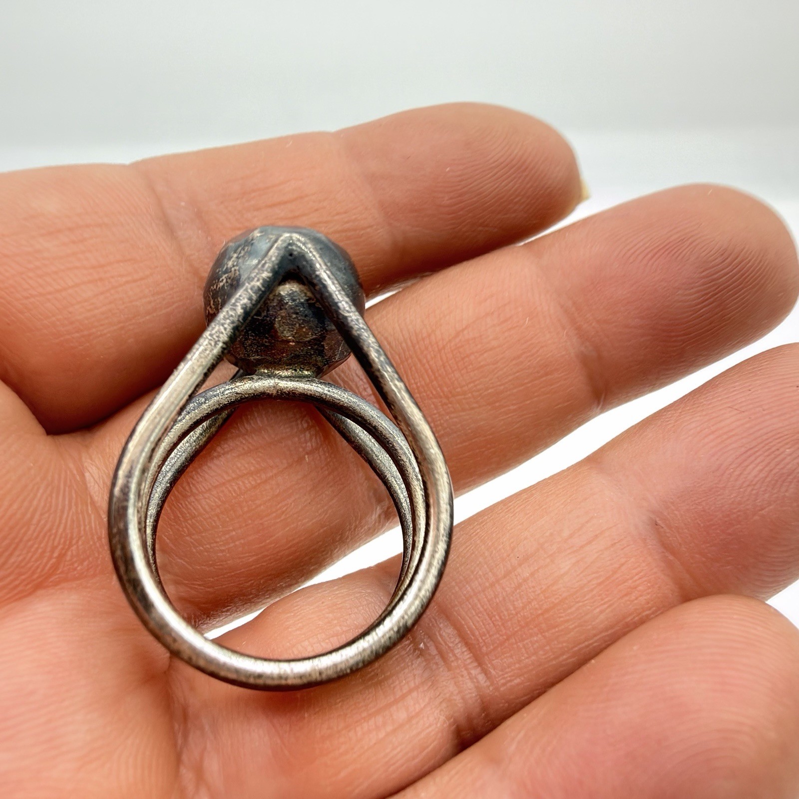 Vtg DDD DOMINIC DINOUART 925 Ring Hammered Ball Modernist MEXICO Sz 7