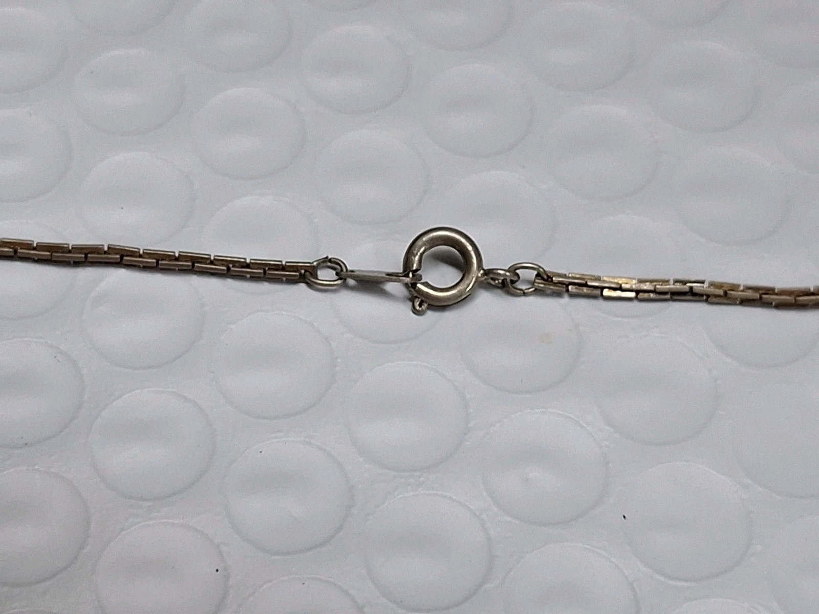 Brass Tone Metal Cubes Chain Choker 17 Inch Necklace Vintage