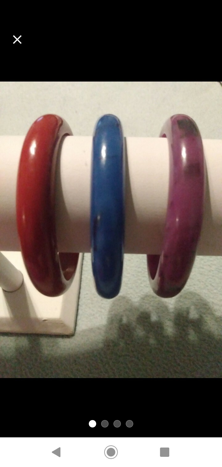 Fakelite bangle stack red violet blue