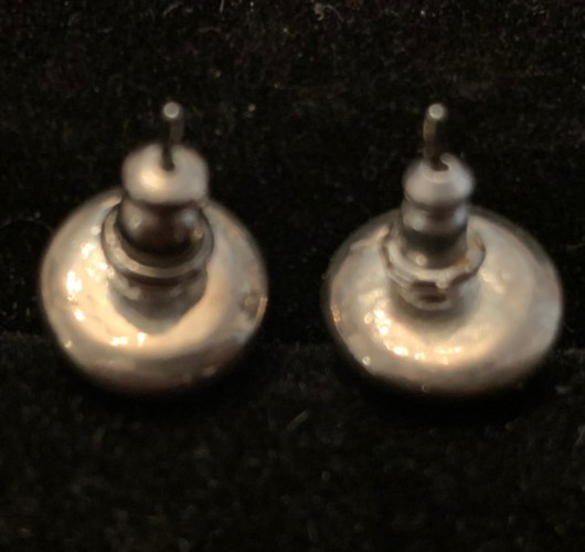 *VINTAGE* Clear Glass & Silver Tone Pierced Post Small Stud Earrings – 1 cm