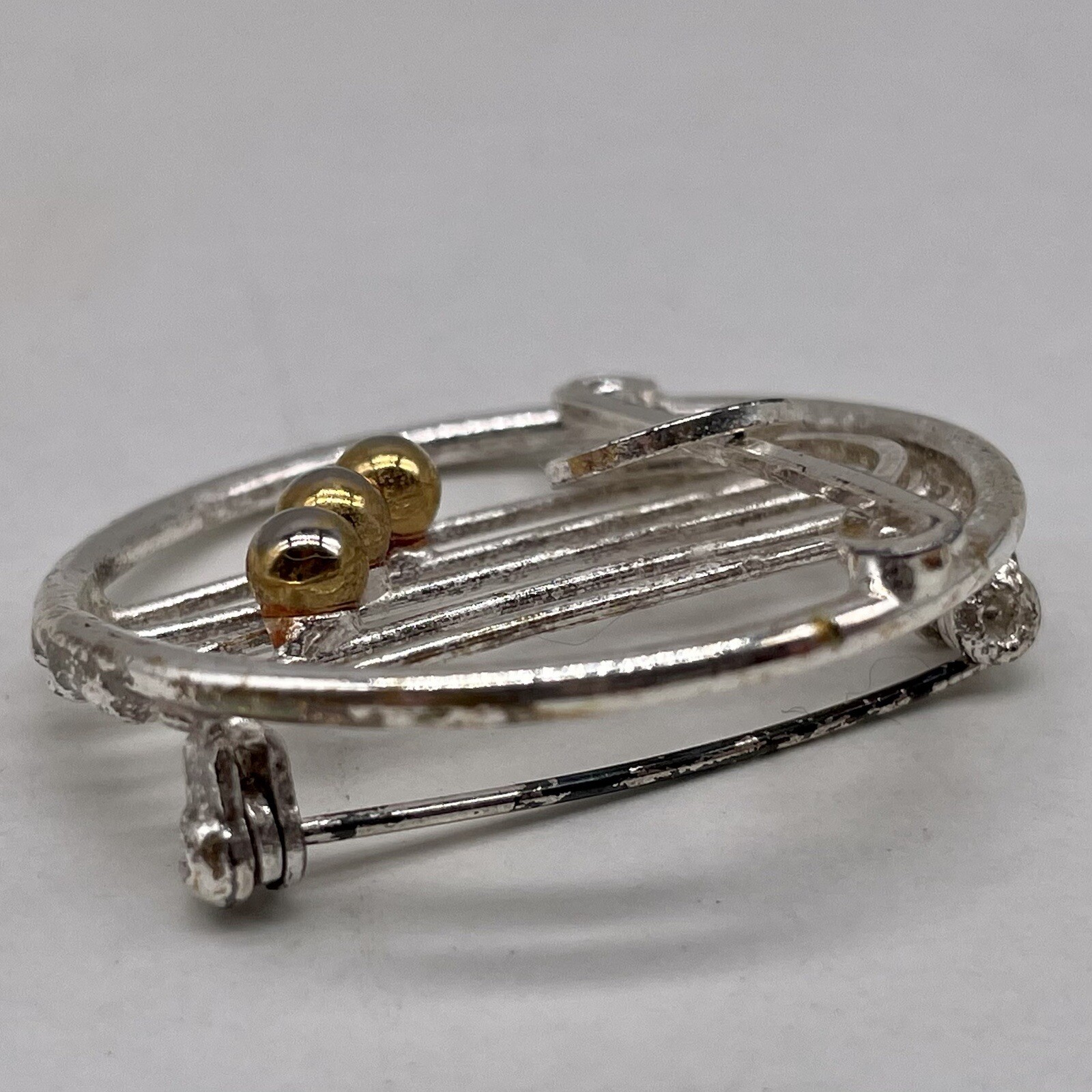 Vintage Two-Toned Sheet Music Pin Silver & Gold Toned Musical Notes Brooch 1.5”H