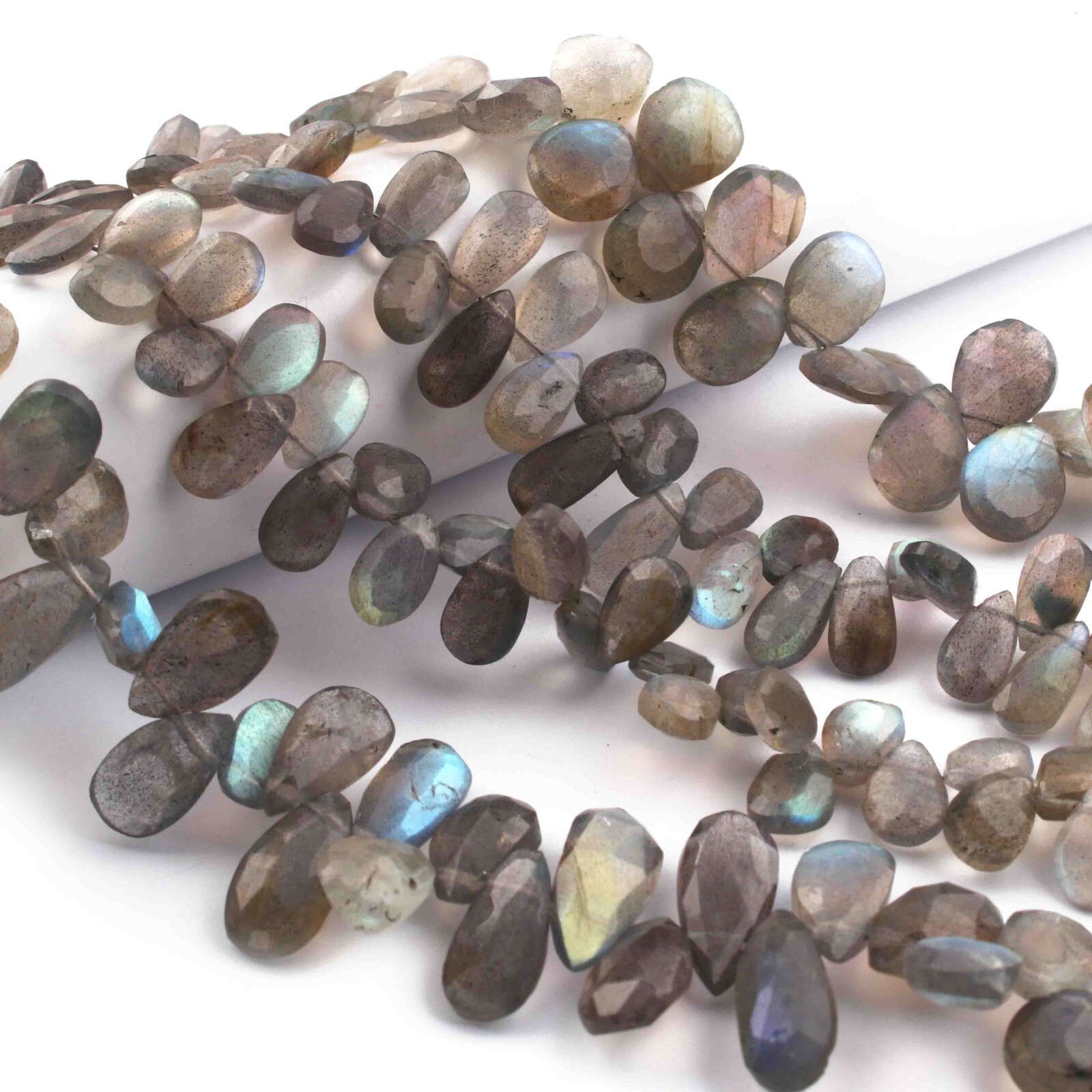 1 Strand Labradorite Faceted Pear Briolettes – Labradorite Pear Briolettes 8mm