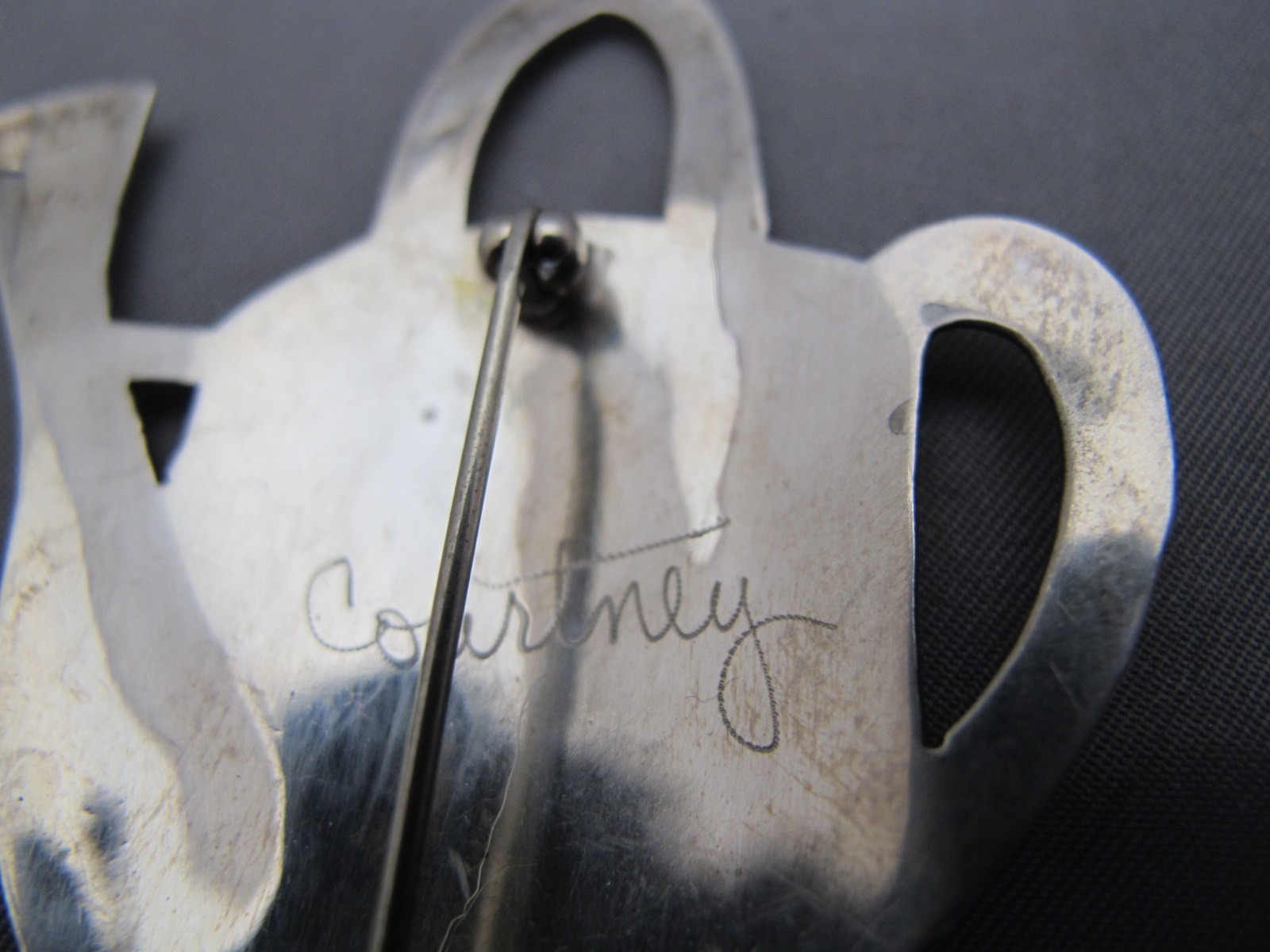 Vintage COURTNEY STUDIO Signed Sterling WATERING CAN GARDENING BROOCH-NR