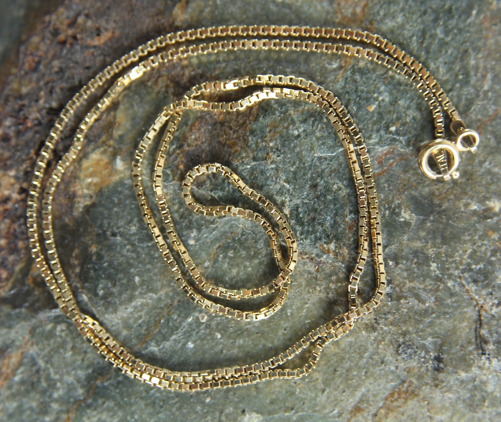 Vintage SU Matinee Box Chain Link Necklace 23.5 in. Sterling Silver Gold Vermeil