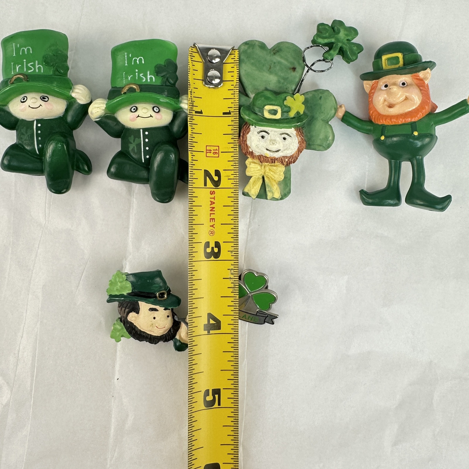 Vtg Lot 6 St Patrick Day Lapel Pins Brooch Jewelry Leprechaun Irish Shamrock