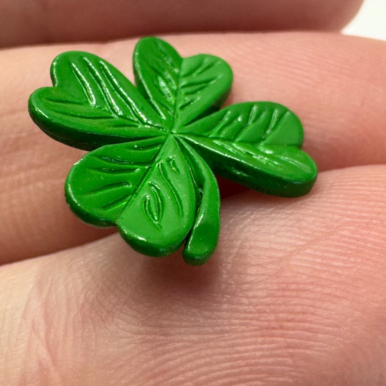 Vintage Irish Shamrock Clover Lapel Pin Tie Tack Green Enamel Holiday Souvenir