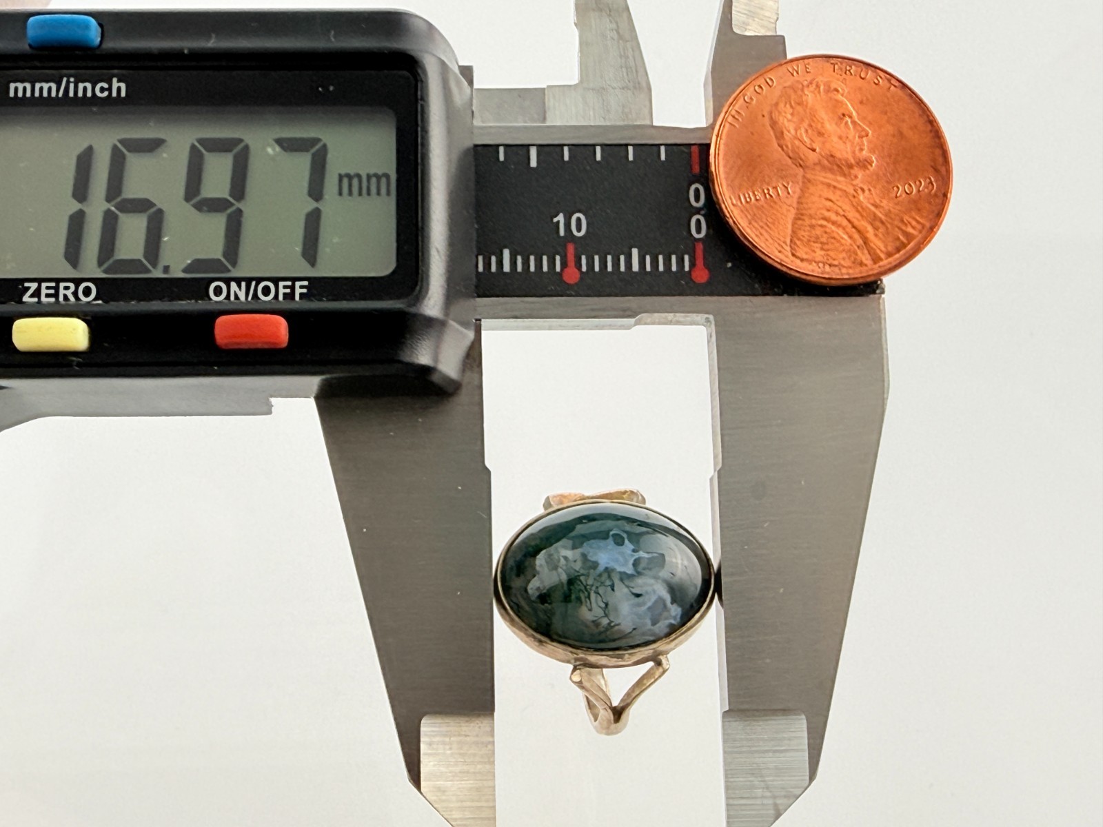Vintage Swedish Sterling Silver Moss Agate Ring 925 Size 5.5 Three Crown Mark