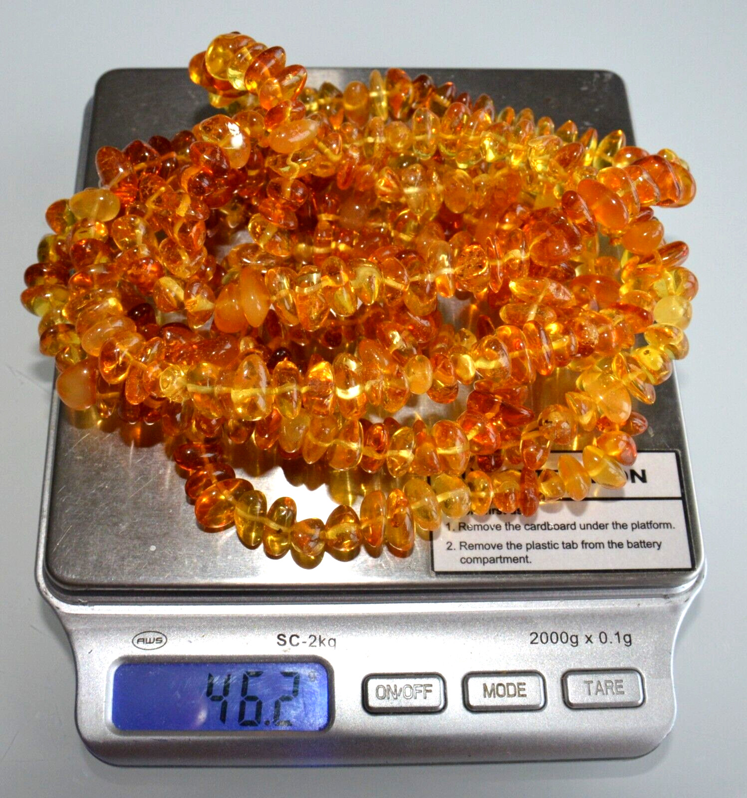 ✅135 cm=46gr RUSSIAN SOVIET BALTIC AMBER BEAD NECKLACE 琥珀 BRACELET STONE PENDANT