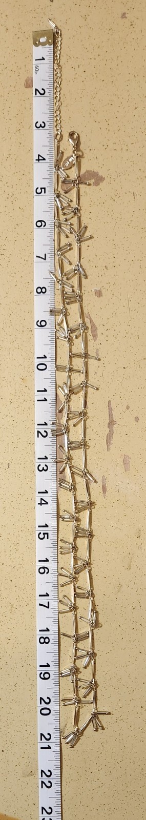 VTG Goldtone, Clear Elongated Glass charm Beads, Station Necklace