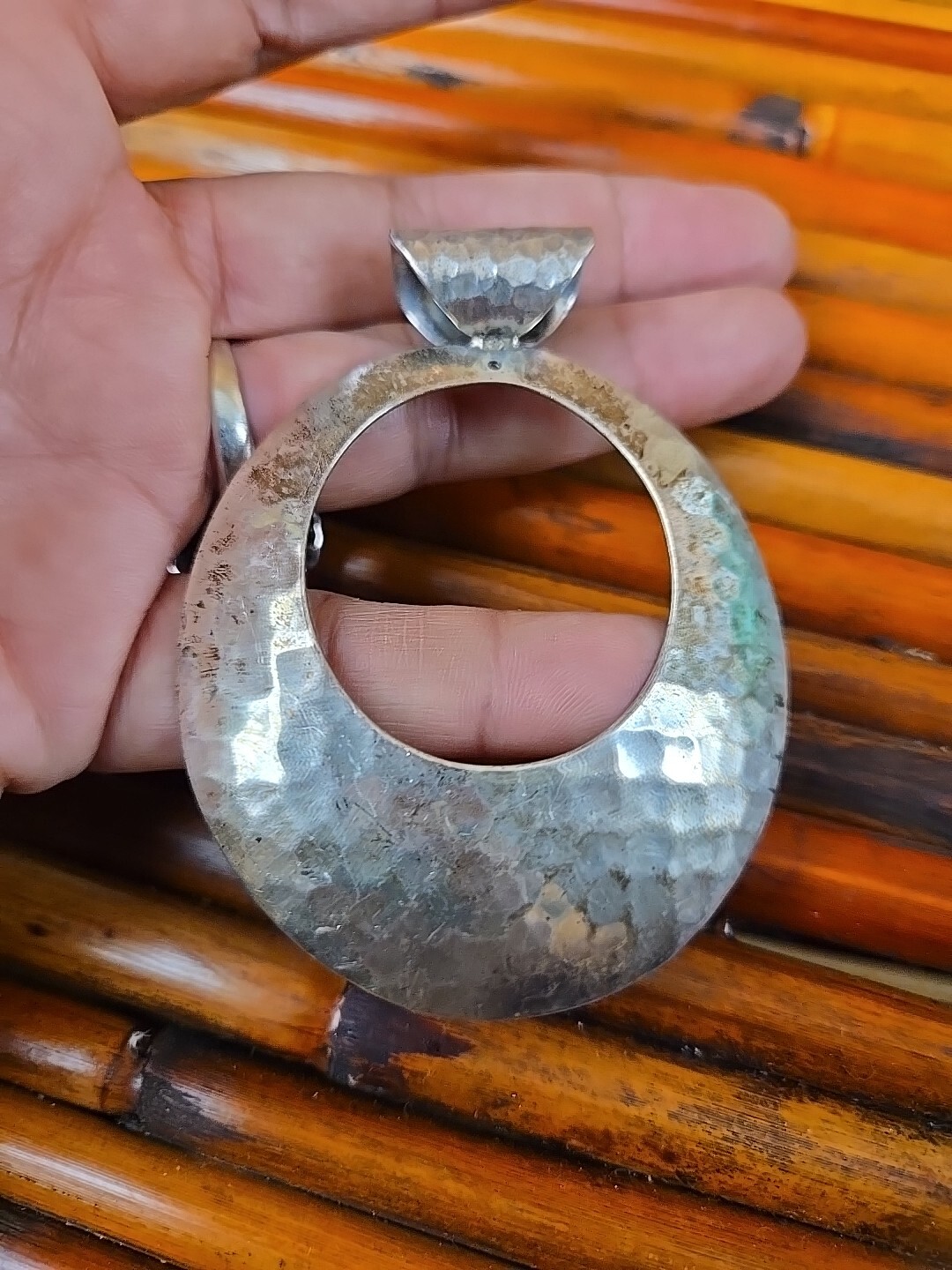 Vtg DDD Dominique Dinouart Mexico Modernist Hoop Sterling Silver 925 Pendant