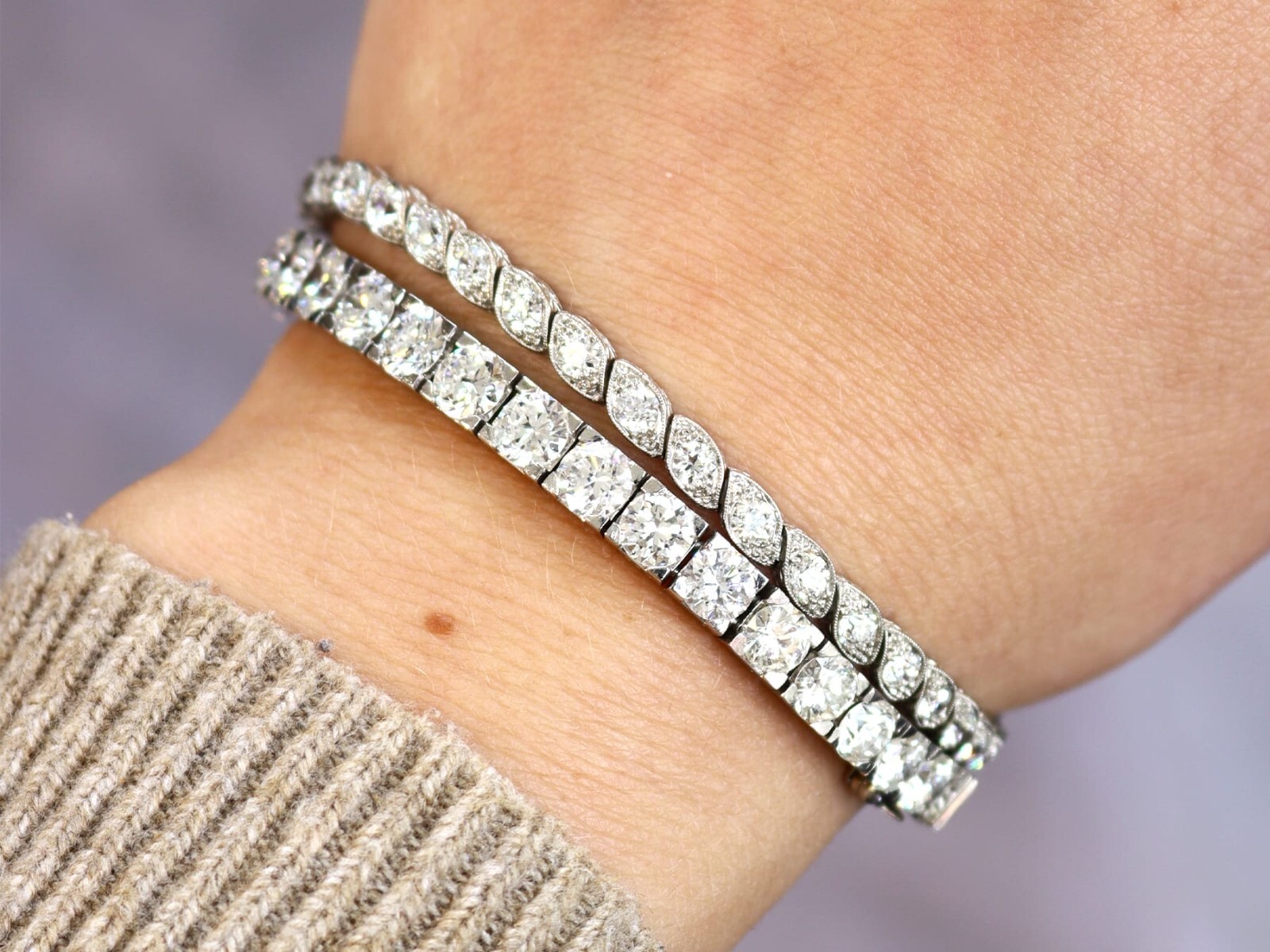 Vintage French 16.75Ct Diamond and Platinum Bracelet Circa 1950