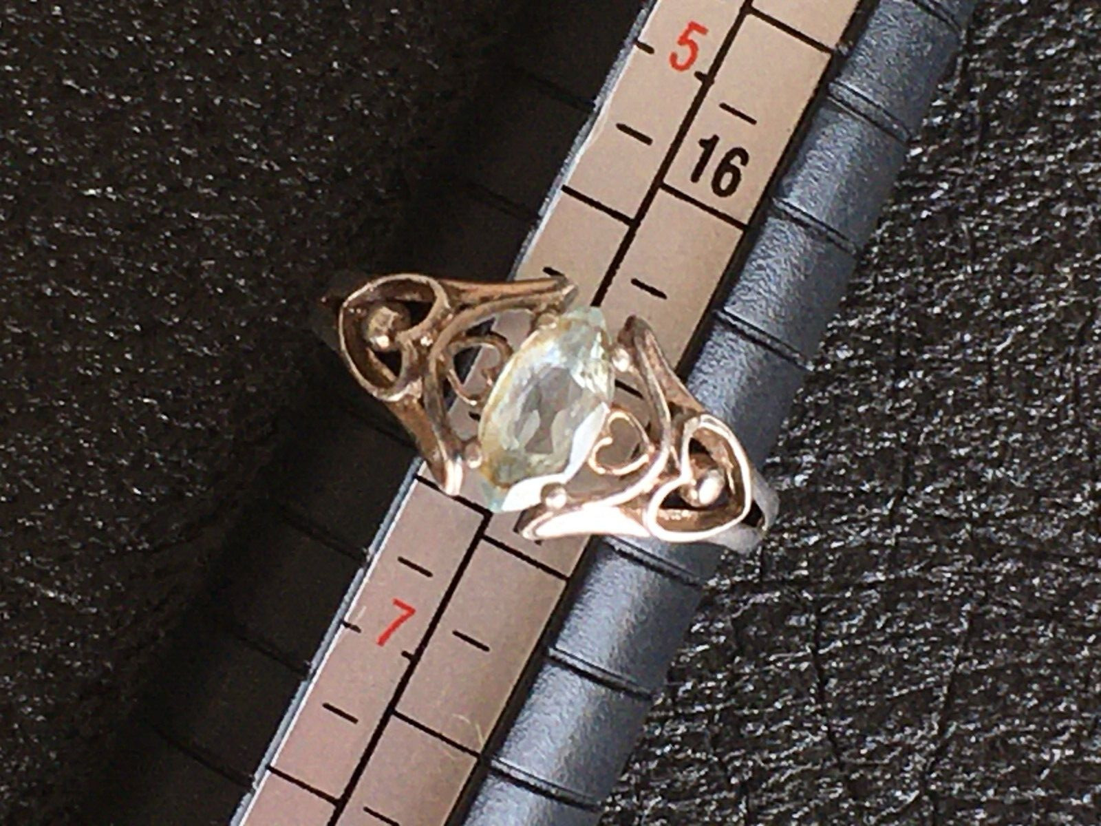 VTG .925 Sterling Silver Clear Colorless Topaz Heart Love Ring Sz 6.25 Signed NV