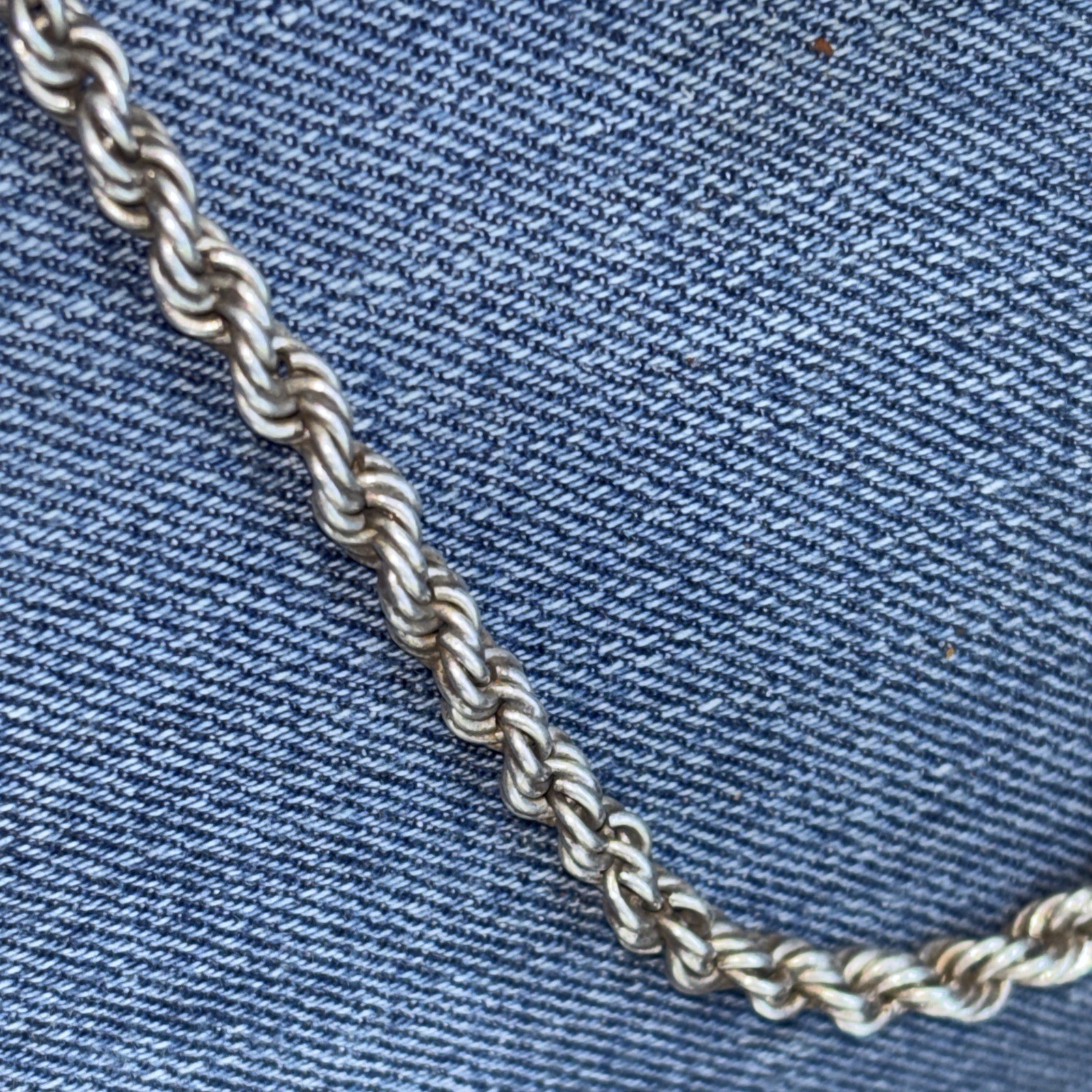 VTG Estate Sterling Silver Chain Twisted Rope 18-20” Approx 40.6 Grams