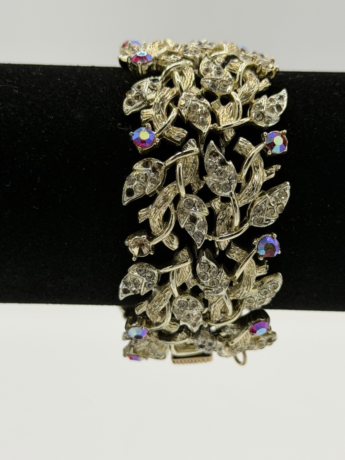 VTG 1950’s CORO Red AB Rhinestone Bracelet Gold Tone Restoration PROJECT READ