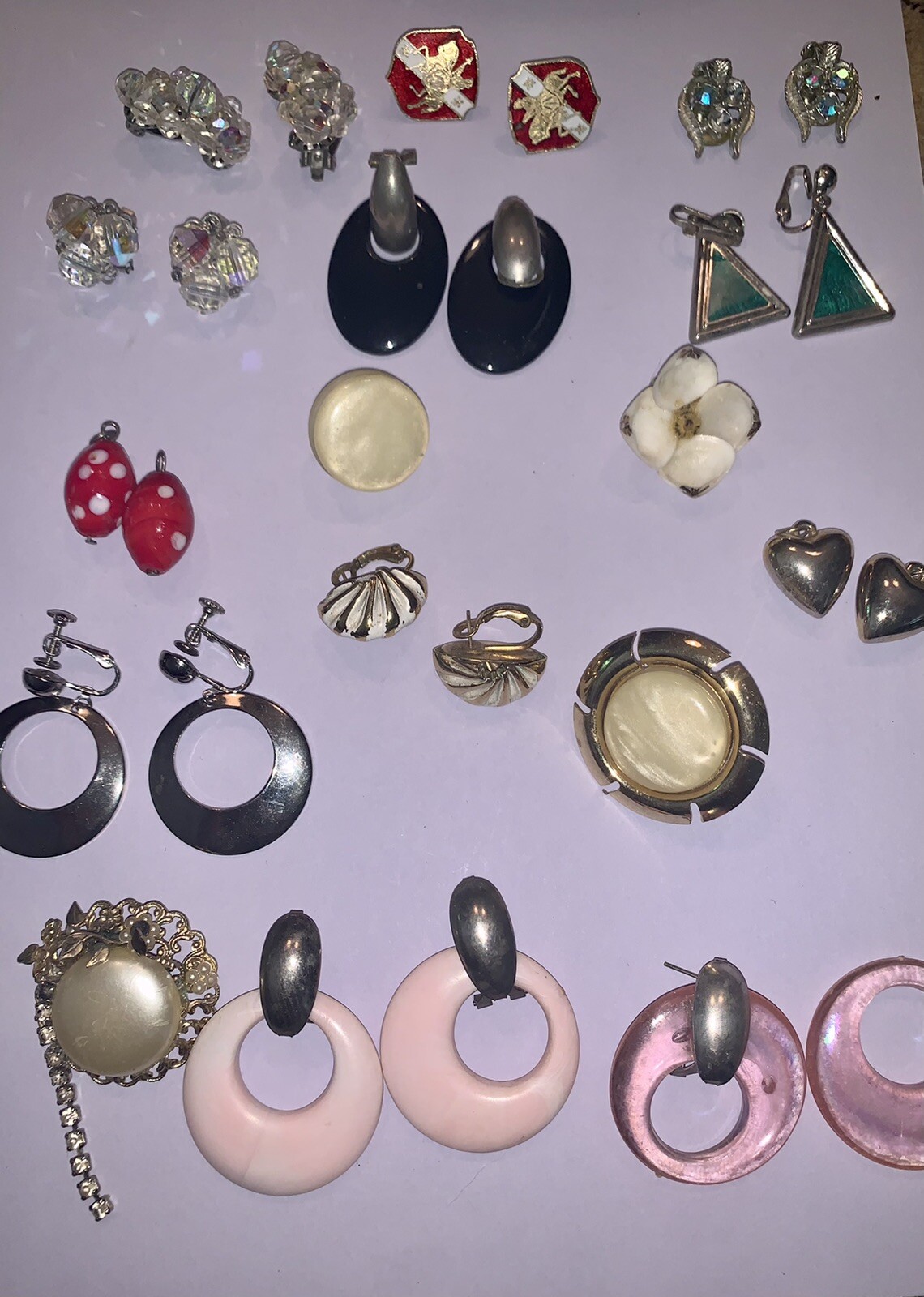 Huge Lot Vintage 60’s 70’s 80’s Earrings Clip & Screw On Some Pendants