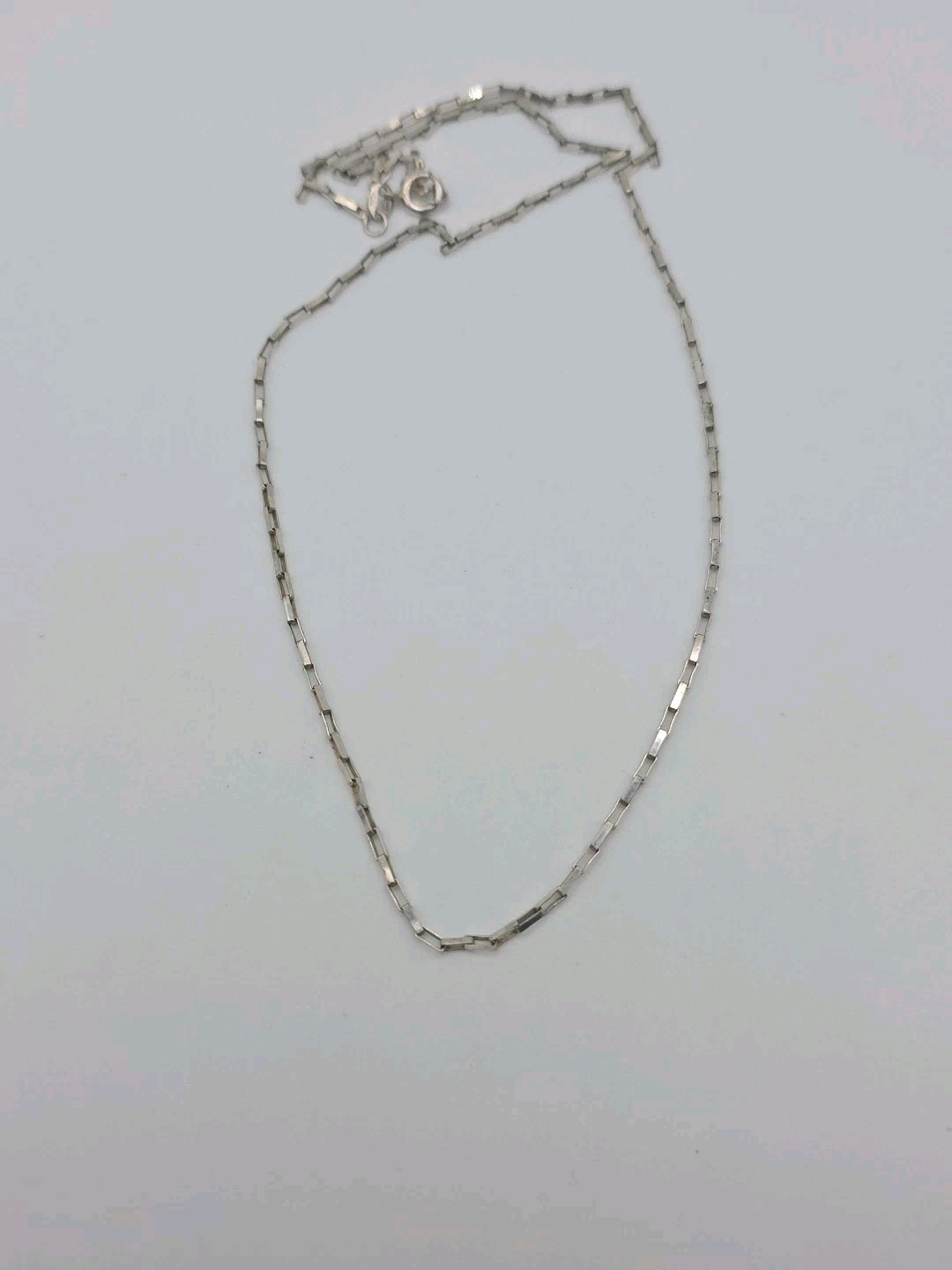 Vintage Sterling Silver 925 Rectangular Link Chain Necklace 18″ 2.8g