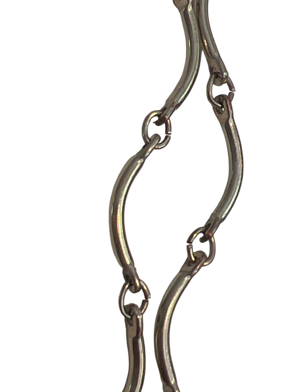Vintage Silver Tone Articulated Necklace Scalloped Link Hook Clasp Estate Adj