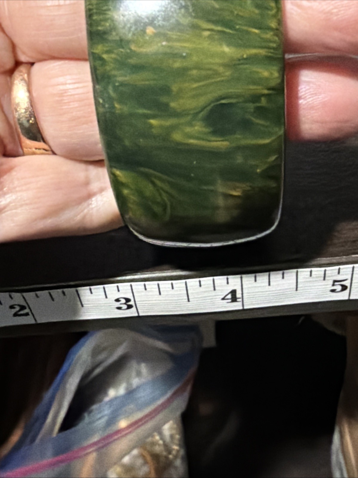 Vintage Blue Moon Wide 44g Bakelite Bangle Blue Green Marbled Bracelet Tested