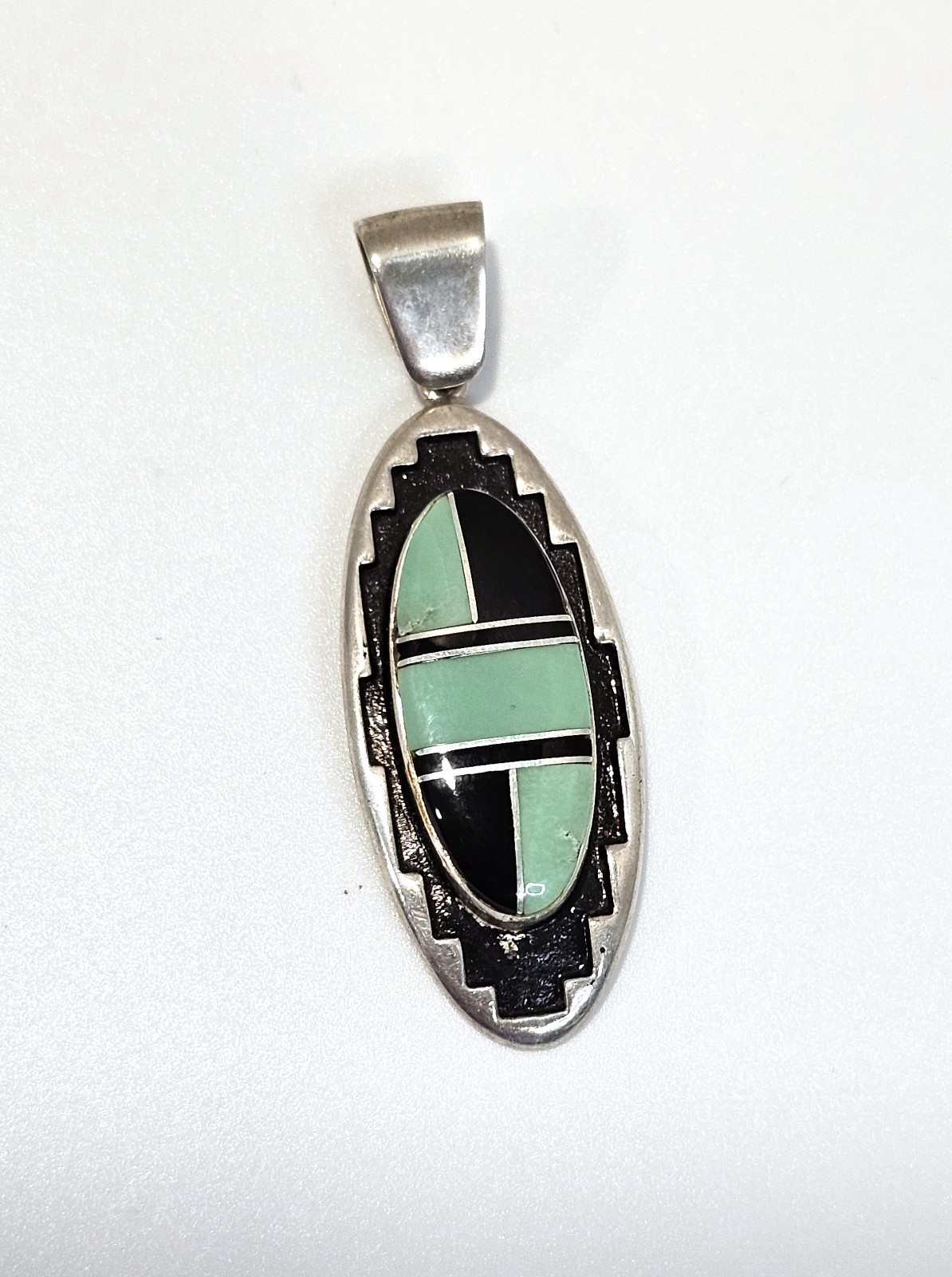 Teme sterling silver pendant Native American inlay