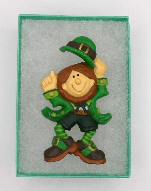 Vintage 2.5″ Hallmark St Patricks Day Leprechaun Pin Brooch Irish