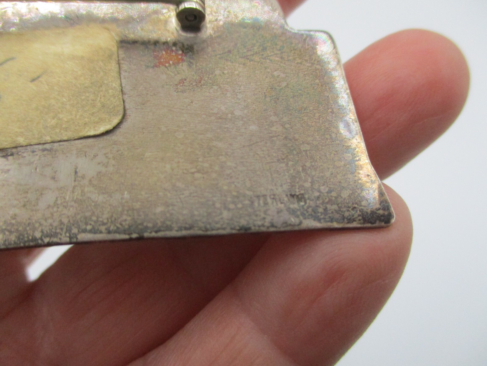 VINTAGE made in ISRAEL STERLING SILVER LARGE 3″ BROOCH with BUILDINGS