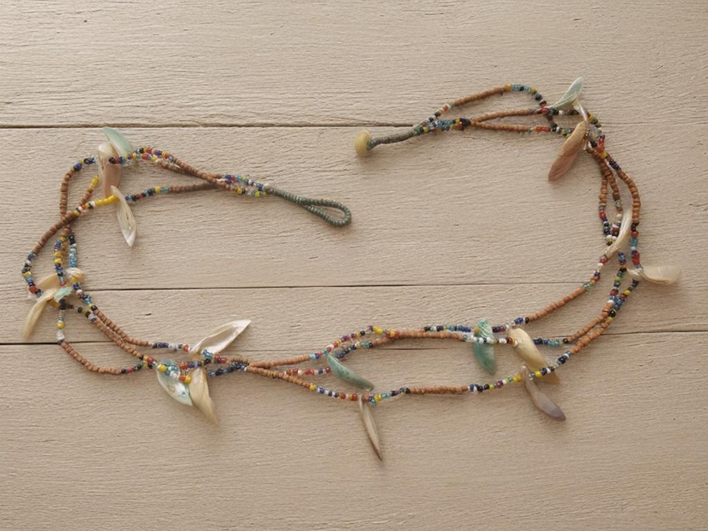 Beautiful Vintage Tribal Bead Cut Shell Bohemian Necklace