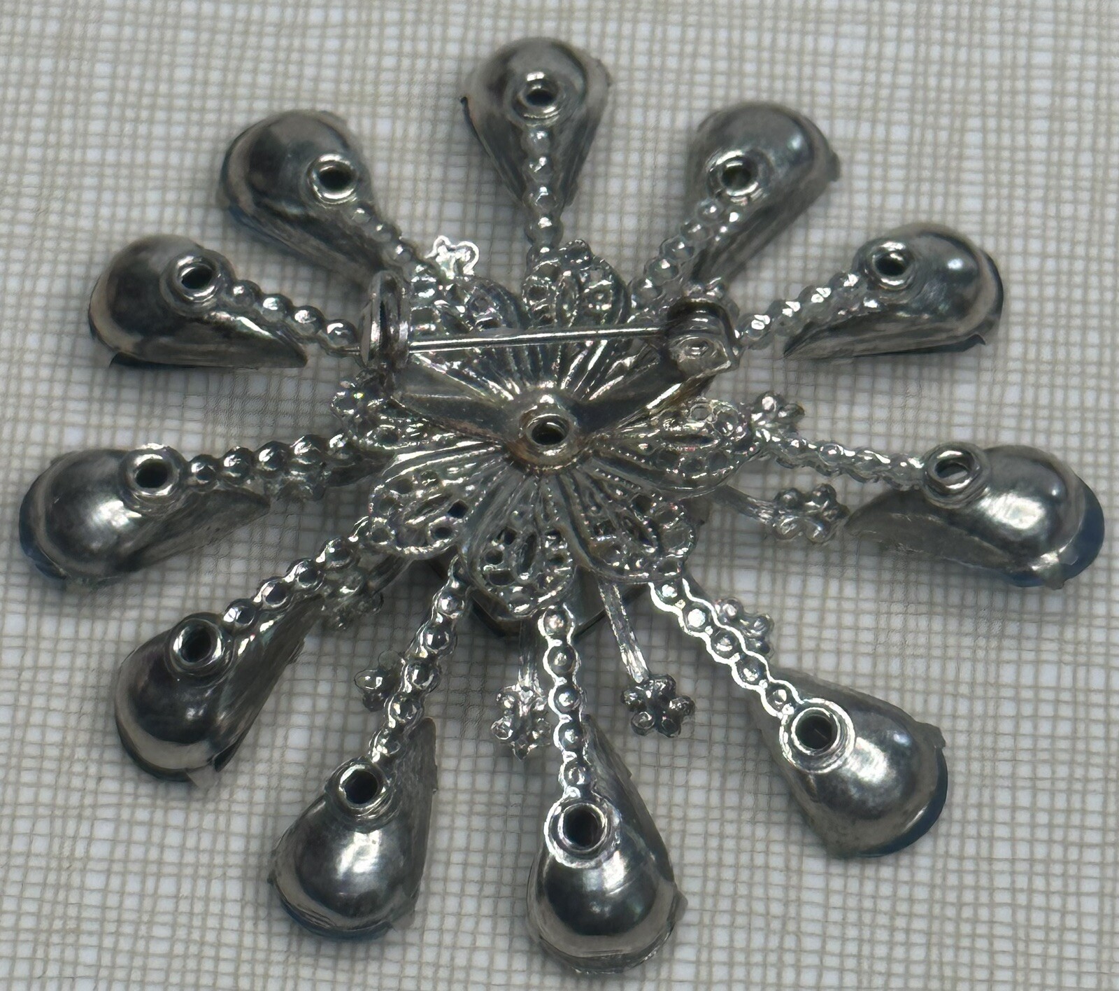 Vintage Navy Rhinestone Starburst Brooch Approximately 2” Stunning