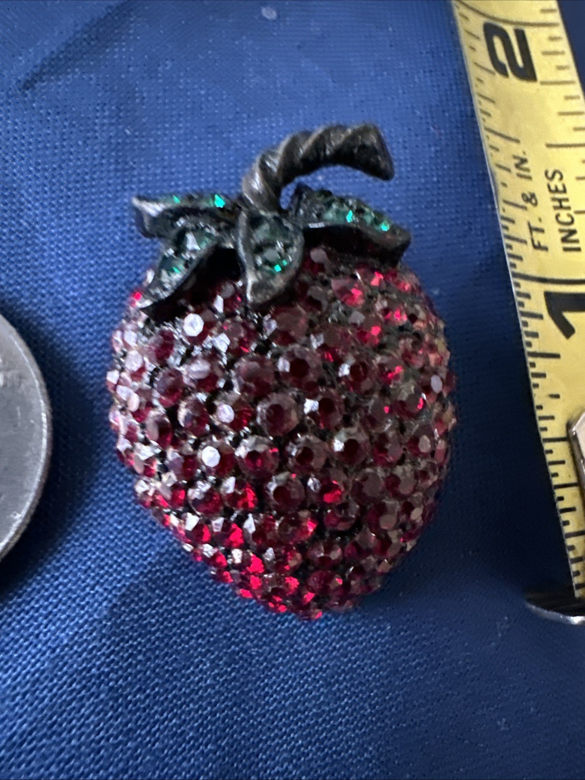 Lot Of 2-Vintage WEISS Red Rhinestone Strawberry Brooch Pin 1.5” Signed