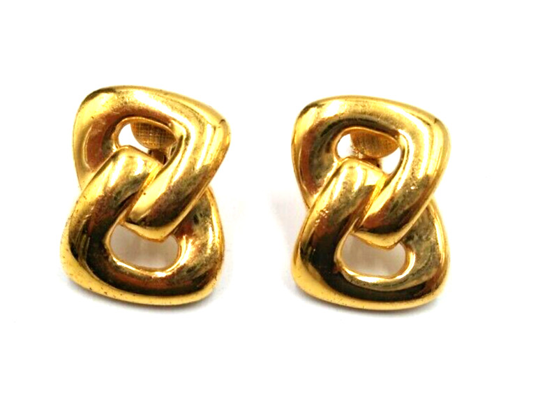 Vintage 1980’s Napier Gold Tone Figure 8 Knot Adjustable Clip-On 1″ Earrings