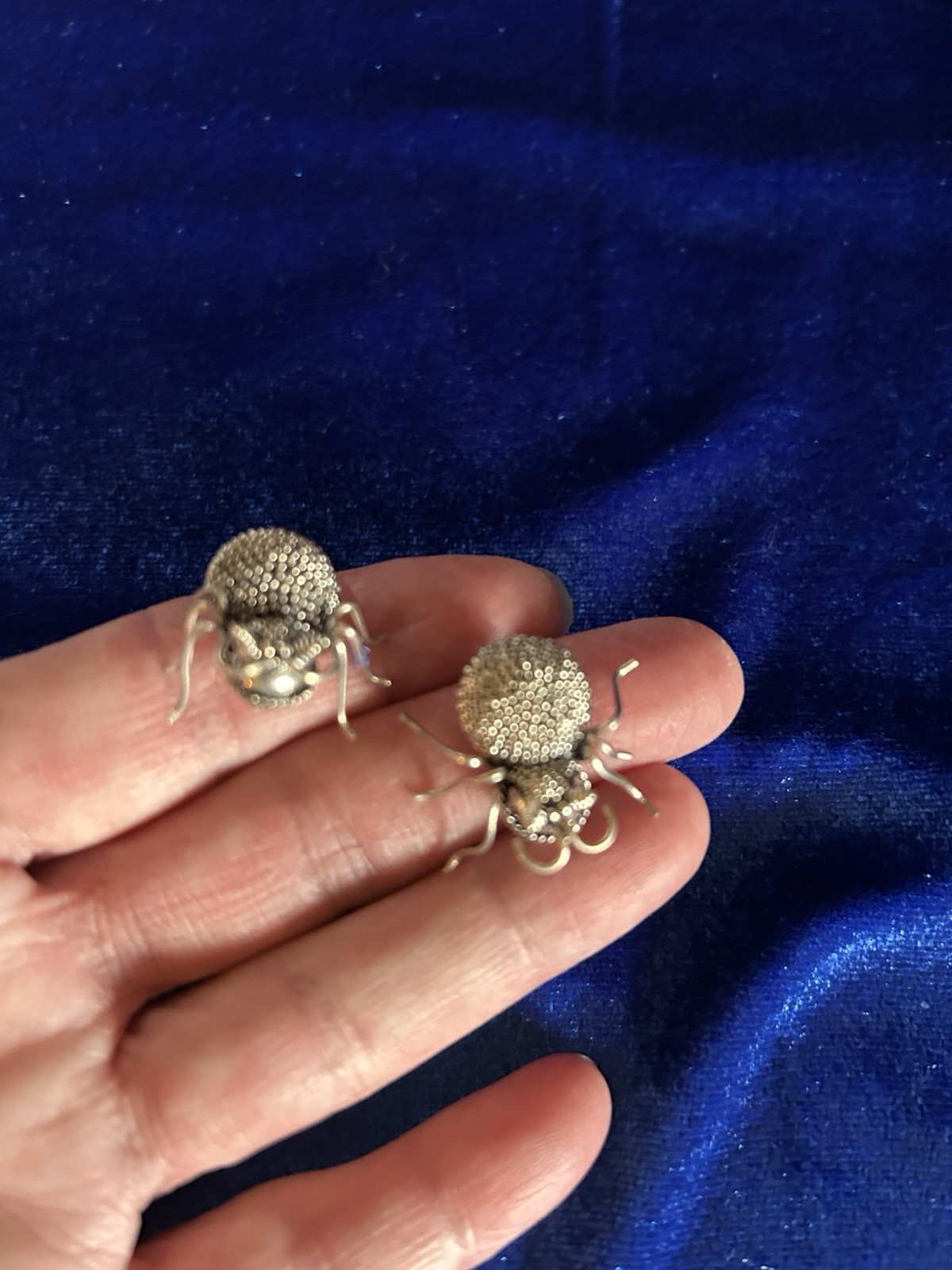 Vintage Sterling Silver Handmade Beetle Brooch/pins 2 Great Detail Nice Work