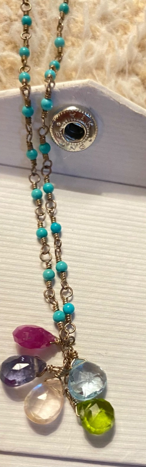 Camilee Designs Sterling Silver Turquoise Multi Gemstone Briolette Necklace Box