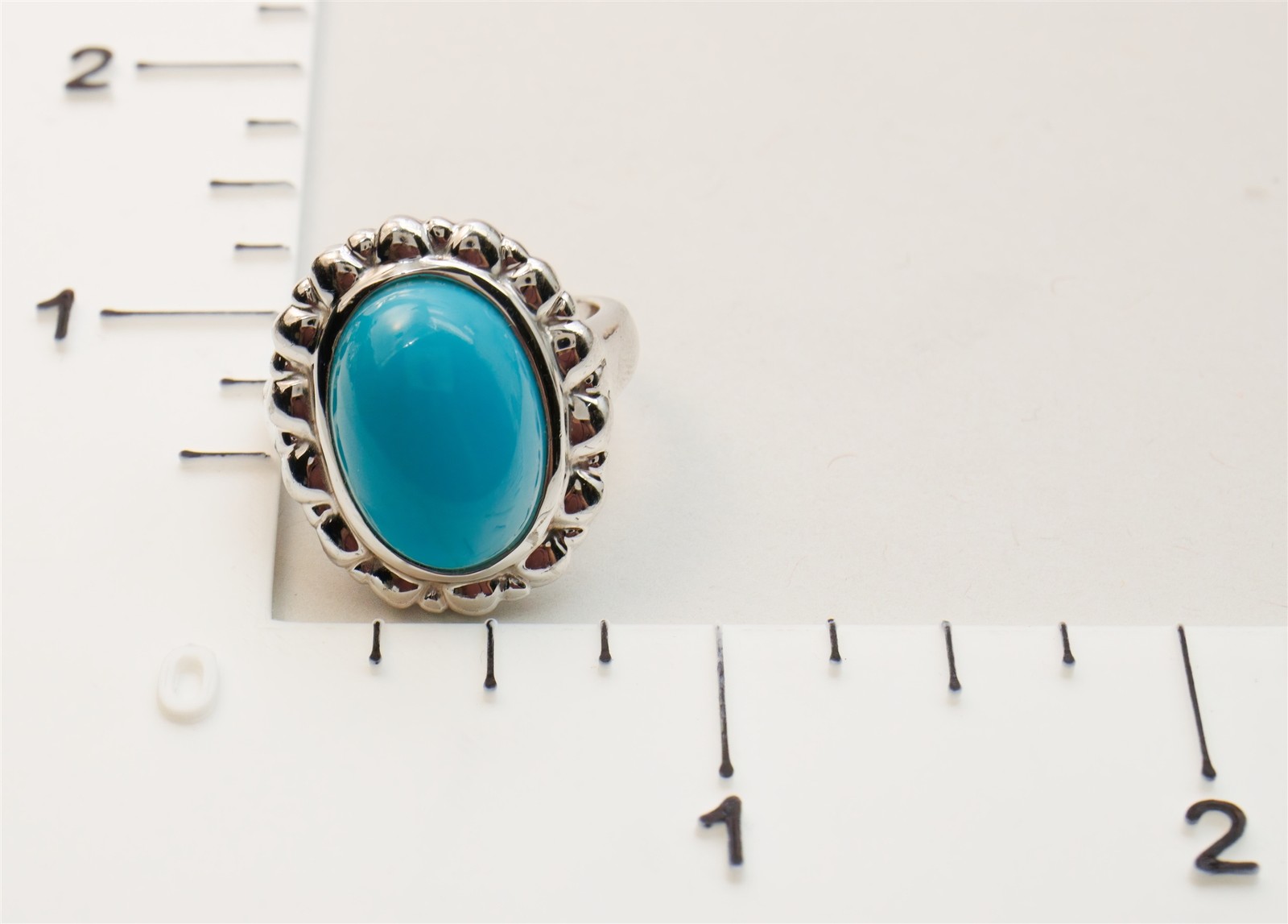 Size 8 Sleeping Beauty Clean Blue Turquoise Glossy Sterling Silver Ring