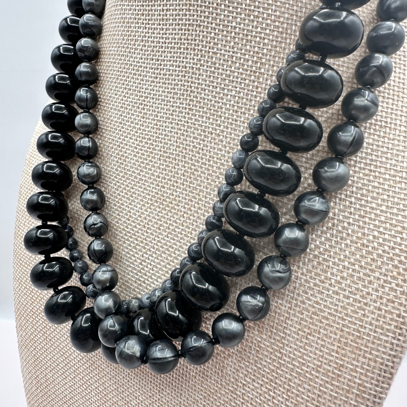 Vintage 90s Multi-Strand Beaded Statement Necklace Boho Women’s Classic Jewelry