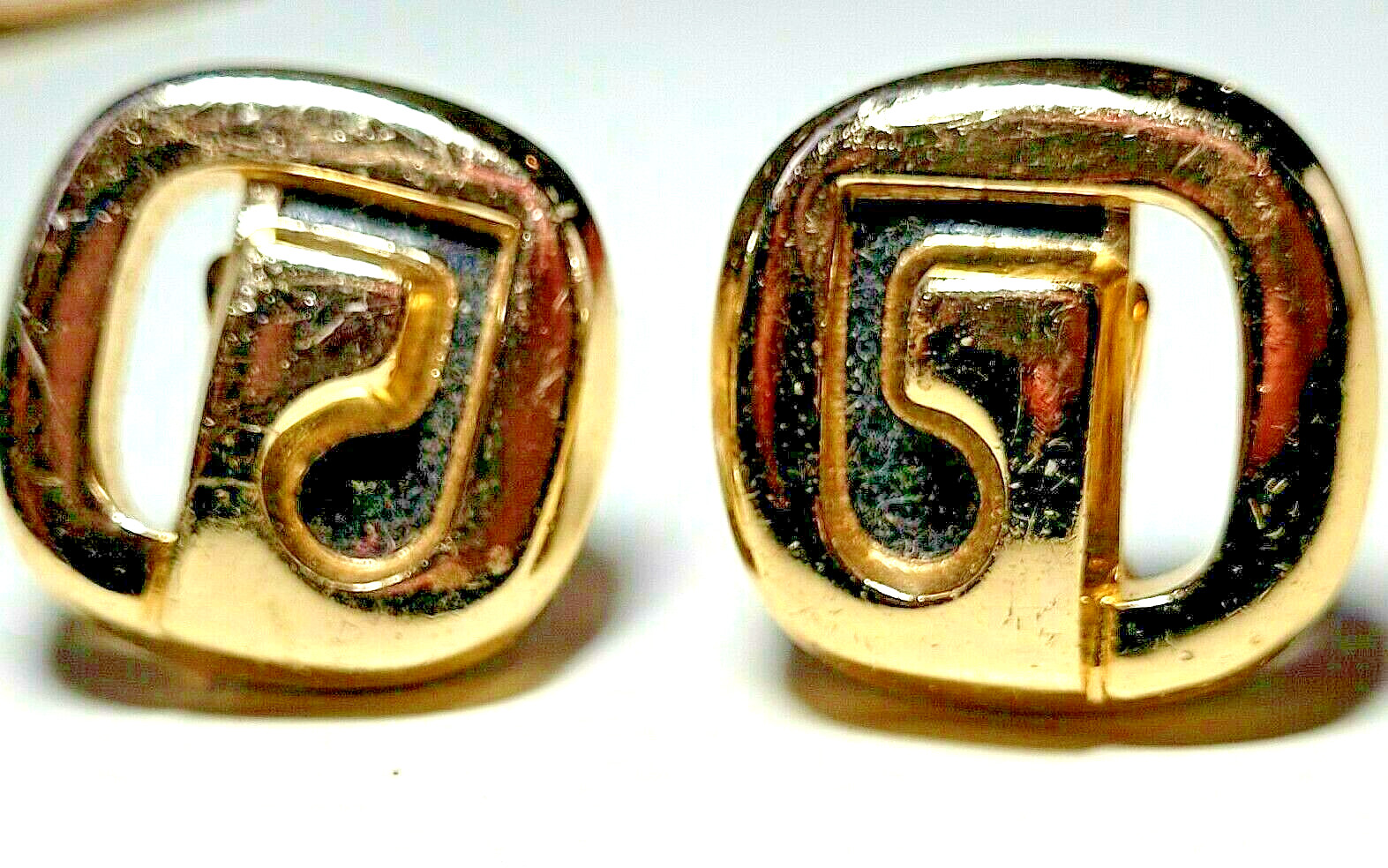 Classy Orena Paris Gold Tone Clip On Earrings-Black Enamel-Made in France