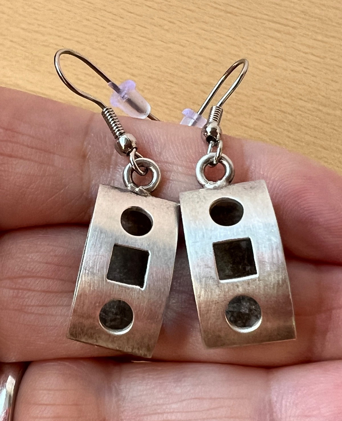 VINTAGE DESIGNER FORBES 925 STERLING SLVER GEOMETRIC DANGLE DROP EARRINGS UNIQUE