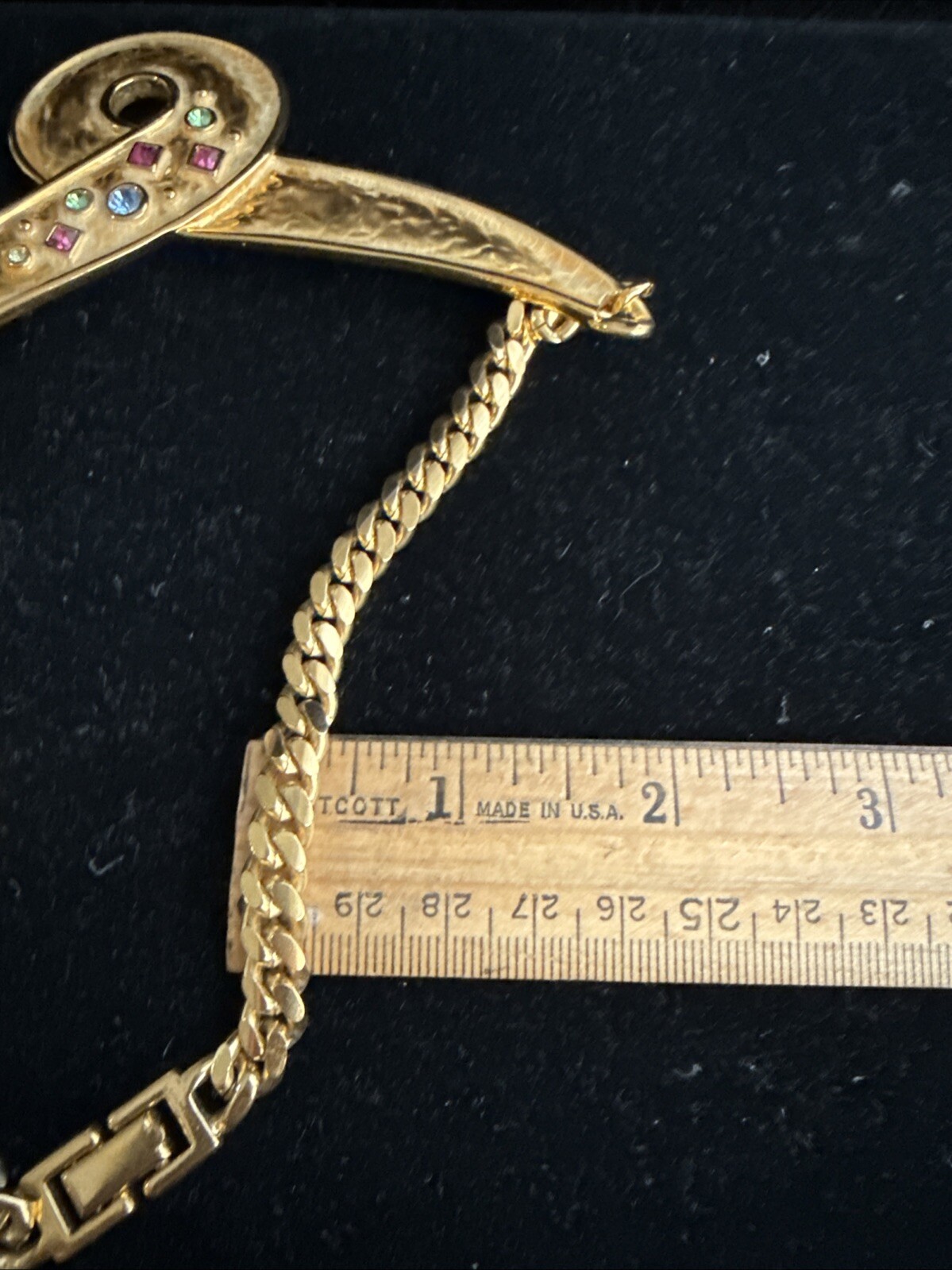 Gold Tone Chevron Multi Colors Stones Necklace