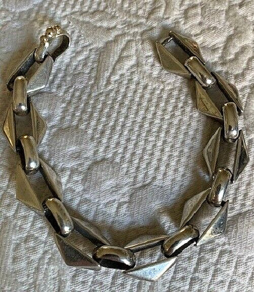 VINTAGE STERLING & GOLD FABULOUS HEAVY LINK BRACELET MAY BE NATIVE AMERICAN