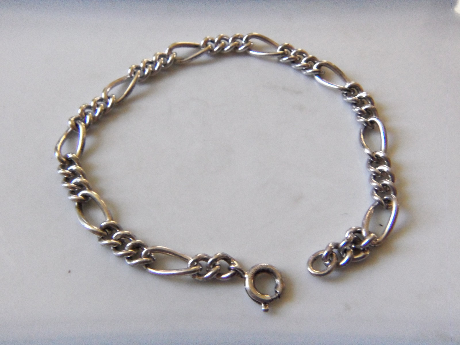 Vtg Sterling Silver Starter 7″ Charm Bracelet Two Styled Links 8.6g