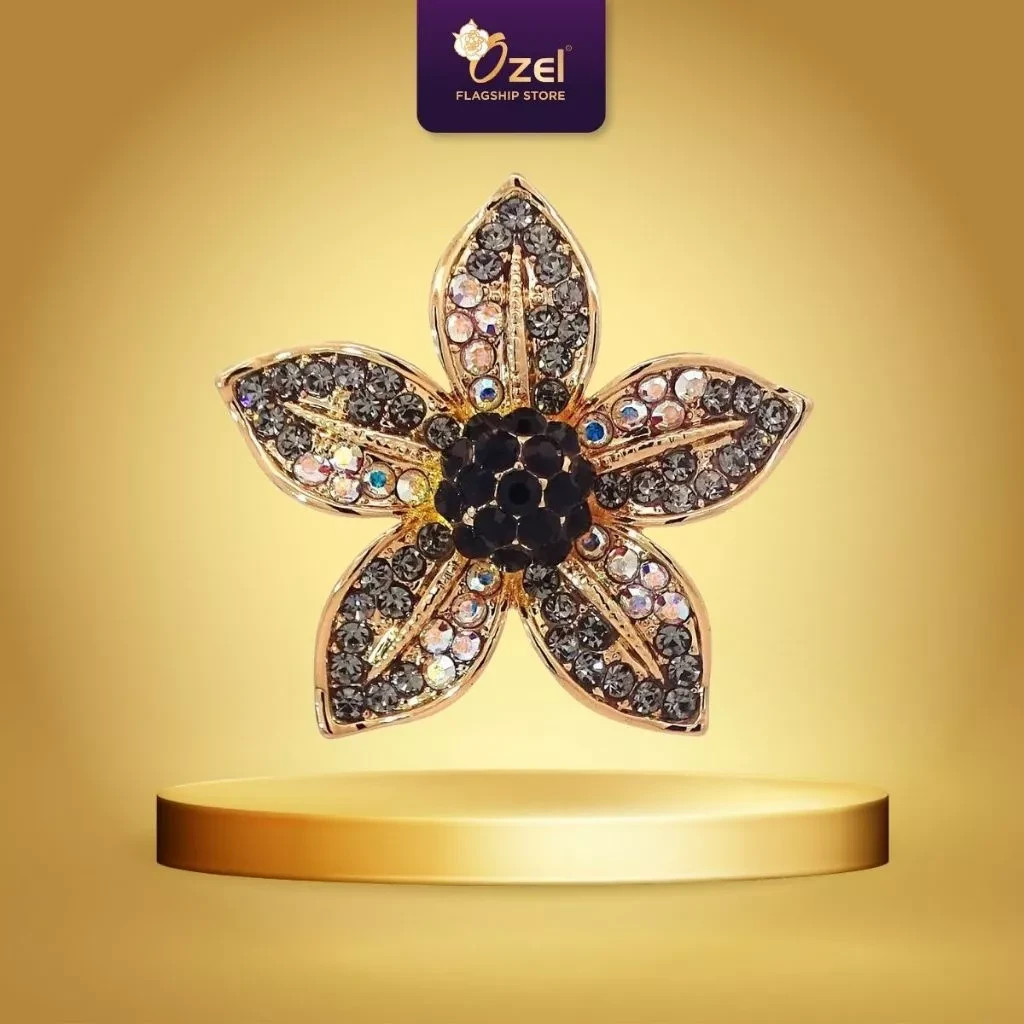 OZEL Starflower Crystal Brooch B288 Elegant Hijab Scarf Blouse Dress Brooch Pin