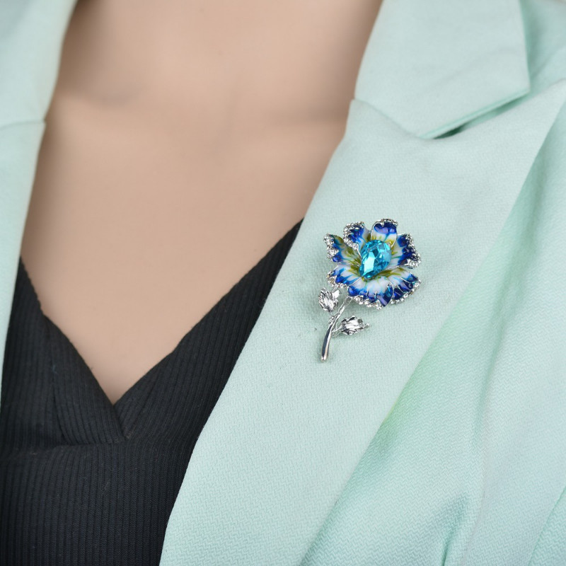 Elegant Colorful Enamel Flower Brooch Vintage Brooch Pin Antique Jewelry Gift