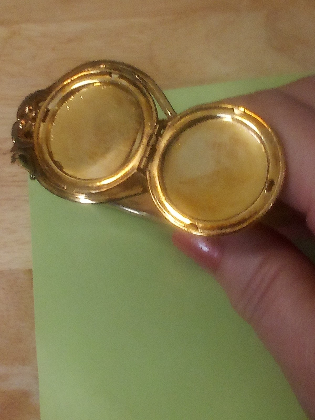Stellar vintage gold-filled ornate filigree cuff hinge open locket bracelet