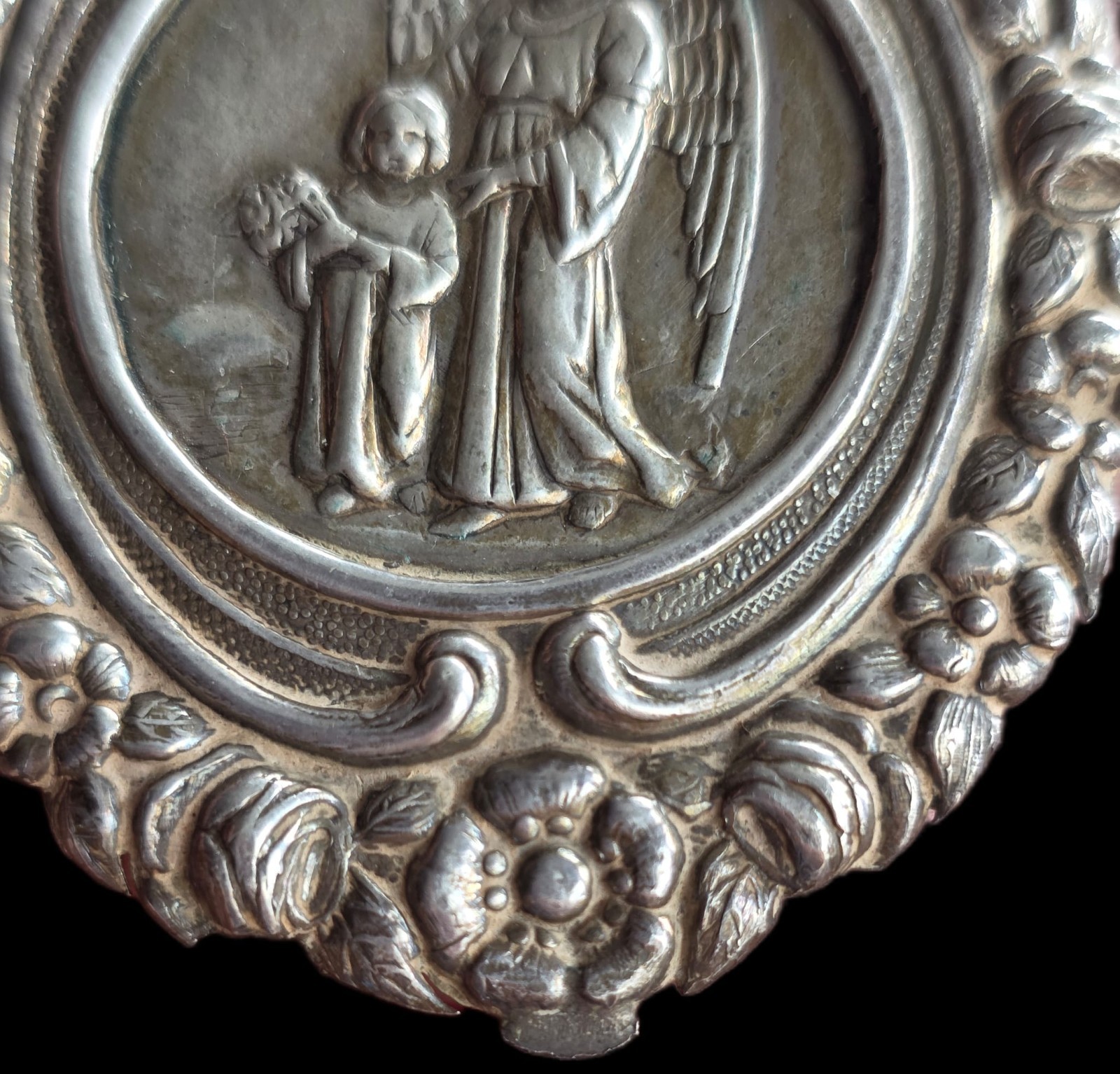 Fine Antique 19Th Century Art Nouveau Silver Divine Protection Pendant Ca 1890