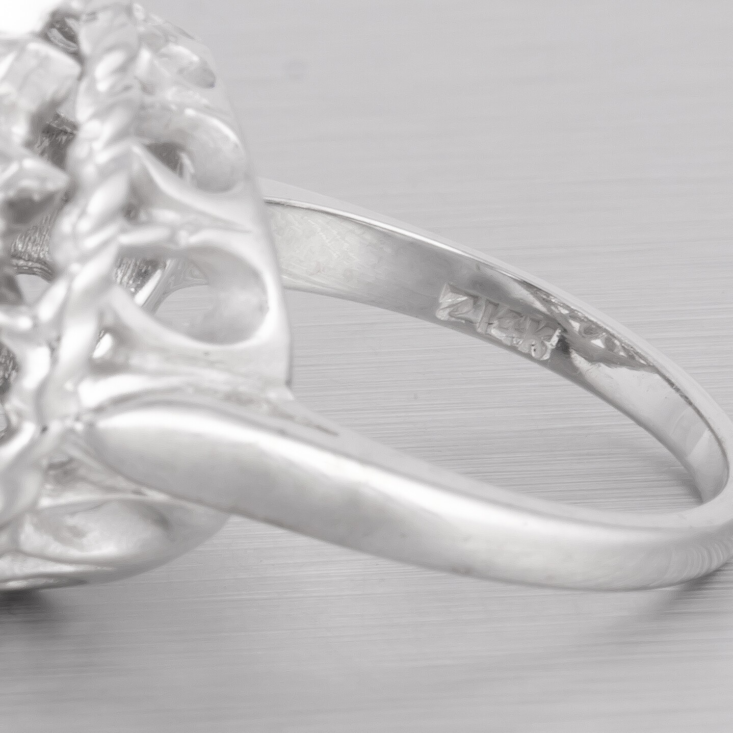 Antique Art Deco 14k White Gold Diamond Floral Double Halo Milgrain Ring 0.35ctw