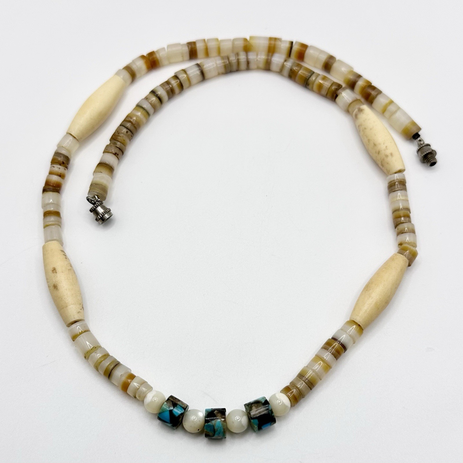 Vintage Heishi Shell Bead Necklace Mother Of Pearl Southwestern Boho Beach 20”