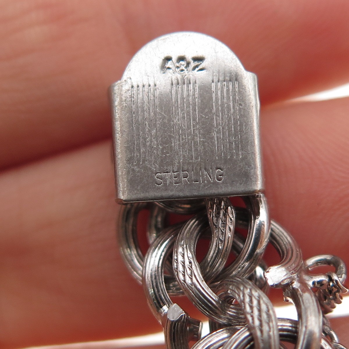 A&Z HAYWARD 925 Sterling Silver Antique Art Deco Double Rolo Link Bracelet 7″