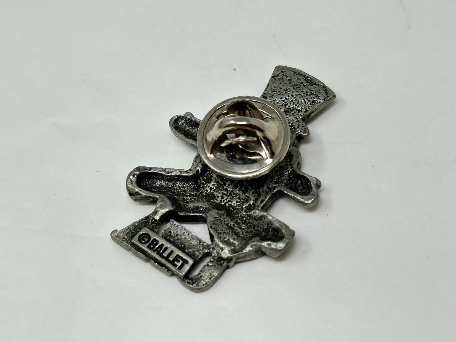 Vintage Ballet Pewter Red White Blue Enamel Patriotic USA Teddy Bear Lapel Pin